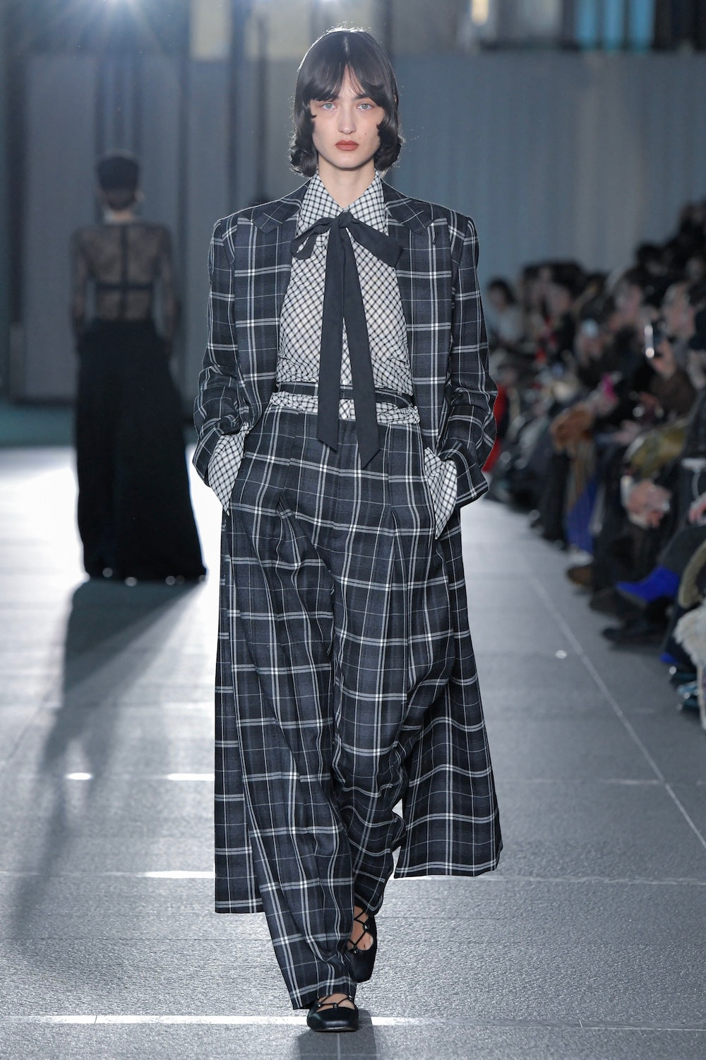 WOOL CHECK DOUBLE BREASTED COAT - FETICO