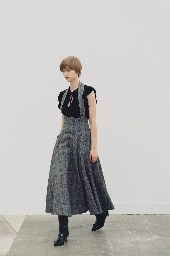 GLEN CHECK FLARED SKIRT - FETICO