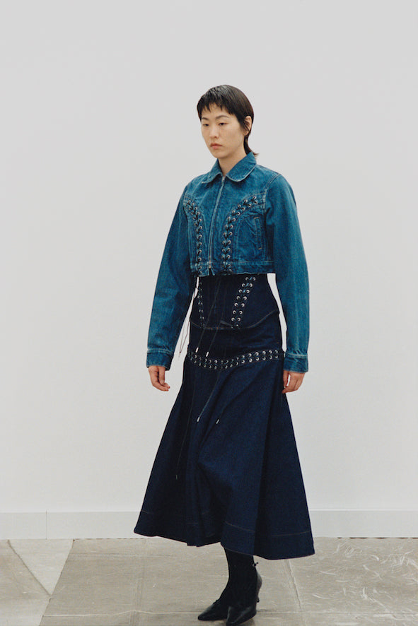 LACE UP DENIM JACKET - FETICO