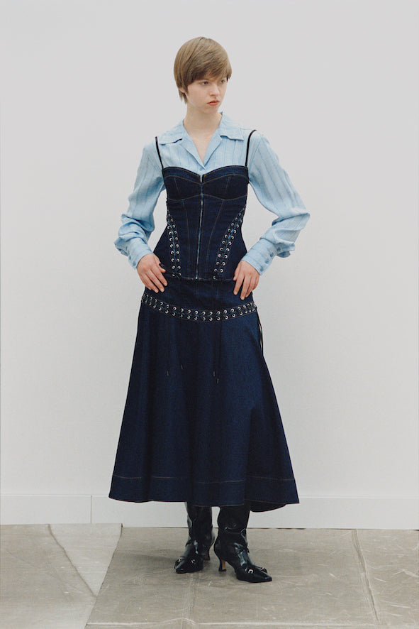 LACE UP DENIM BUSTIER - FETICO