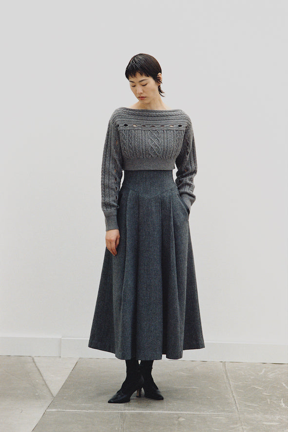 LEATHER PANEL HERRINGBONE DRESS - FETICO