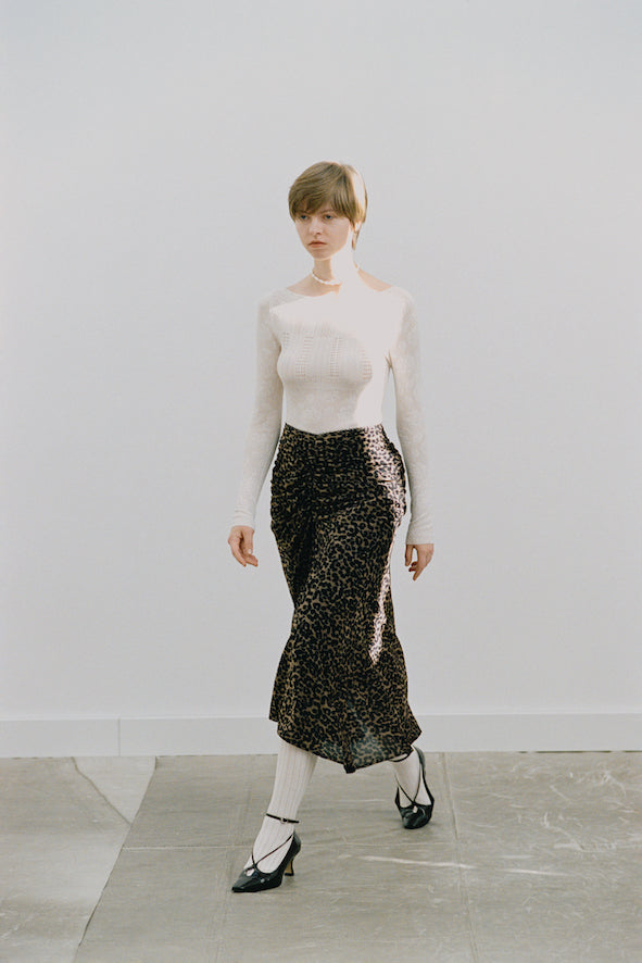 PRINTED VELVET TULLE GATHERED SKIRT - FETICO