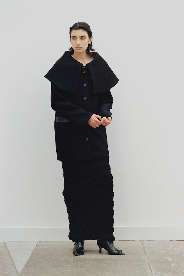 BOUCLE WOOL CAPE COAT - FETICO