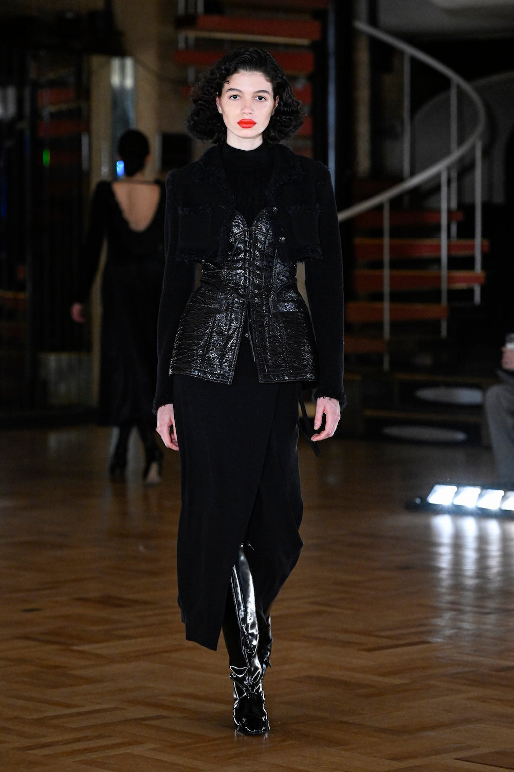 FOIL COATED LACE UP VEST - FETICO