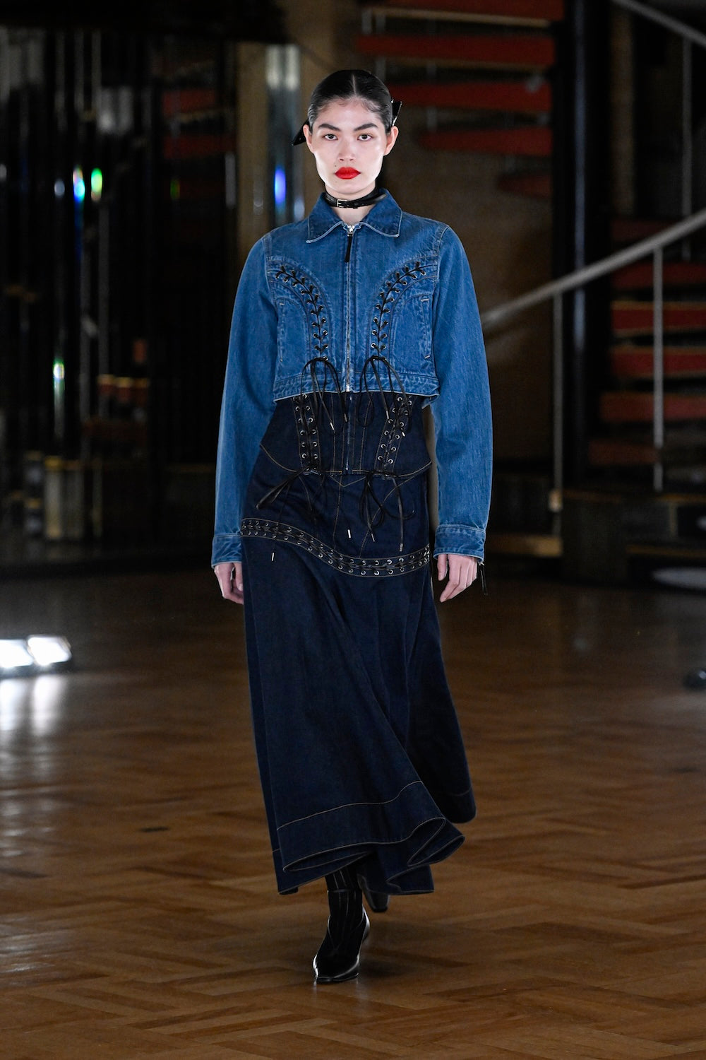 LACE UP DENIM BUSTIER - FETICO