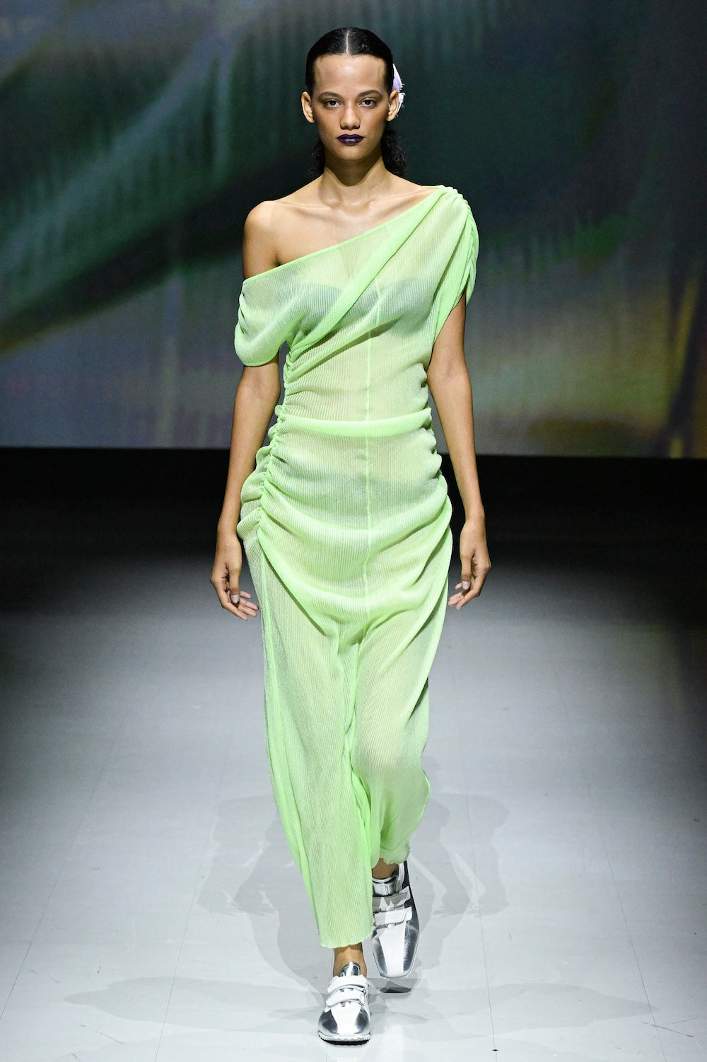 SHEER GATHERED KNIT DRESS - FETICO