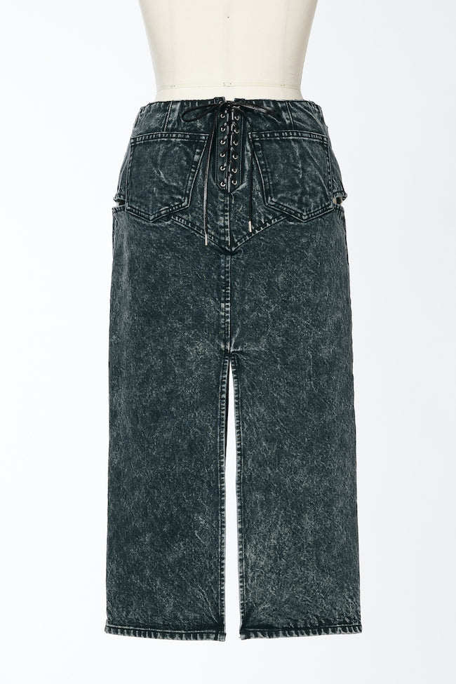 CUT-OUT DENIM MIDI SKIRT - FETICO