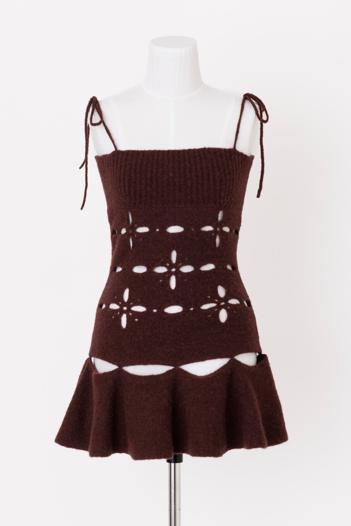 FLORAL SLIT KNIT CAMI DRESS - FETICO