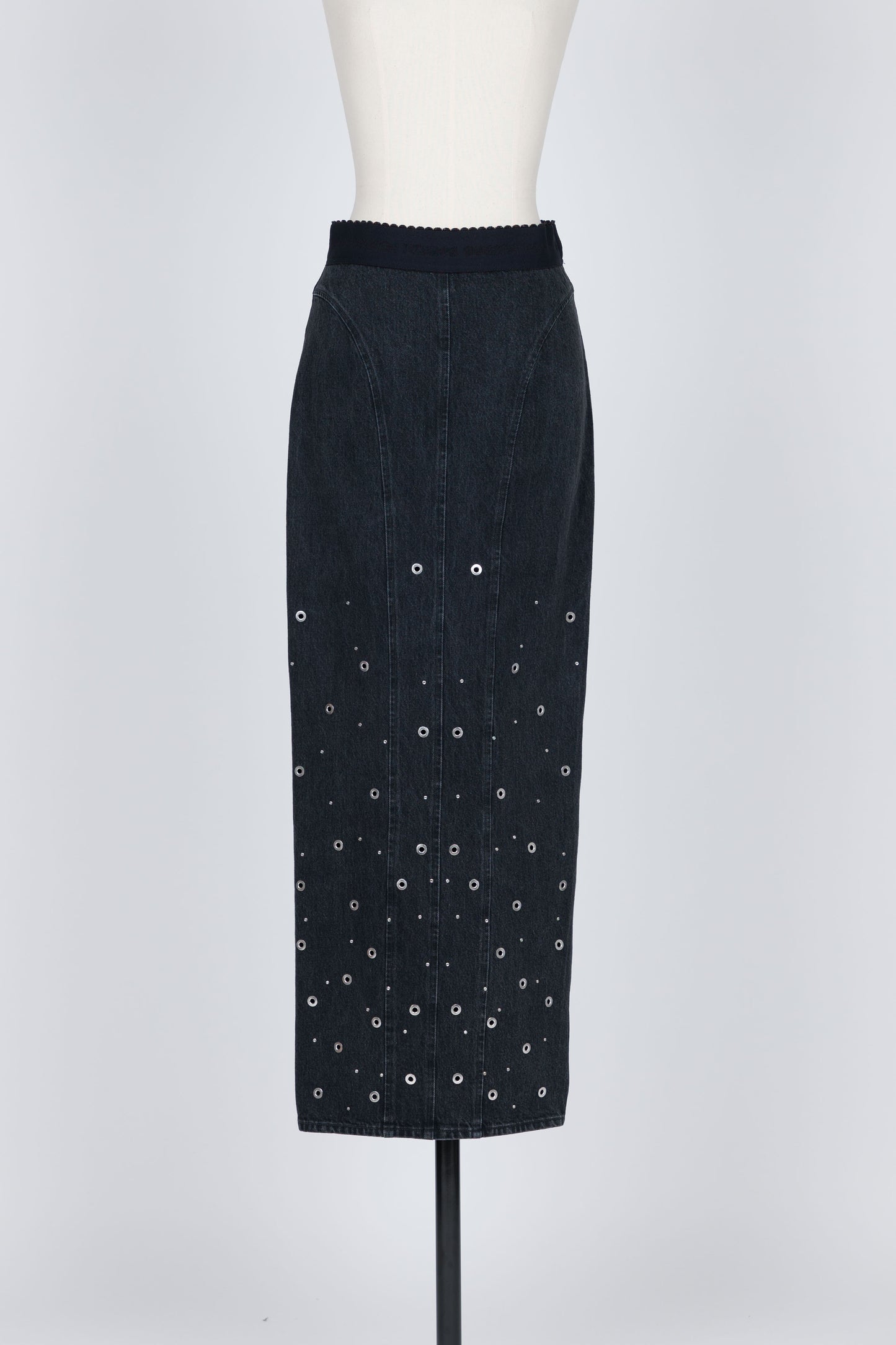 ORGANIC COTTON DENIM LONG SKIRT WITH STUDS - FETICO
