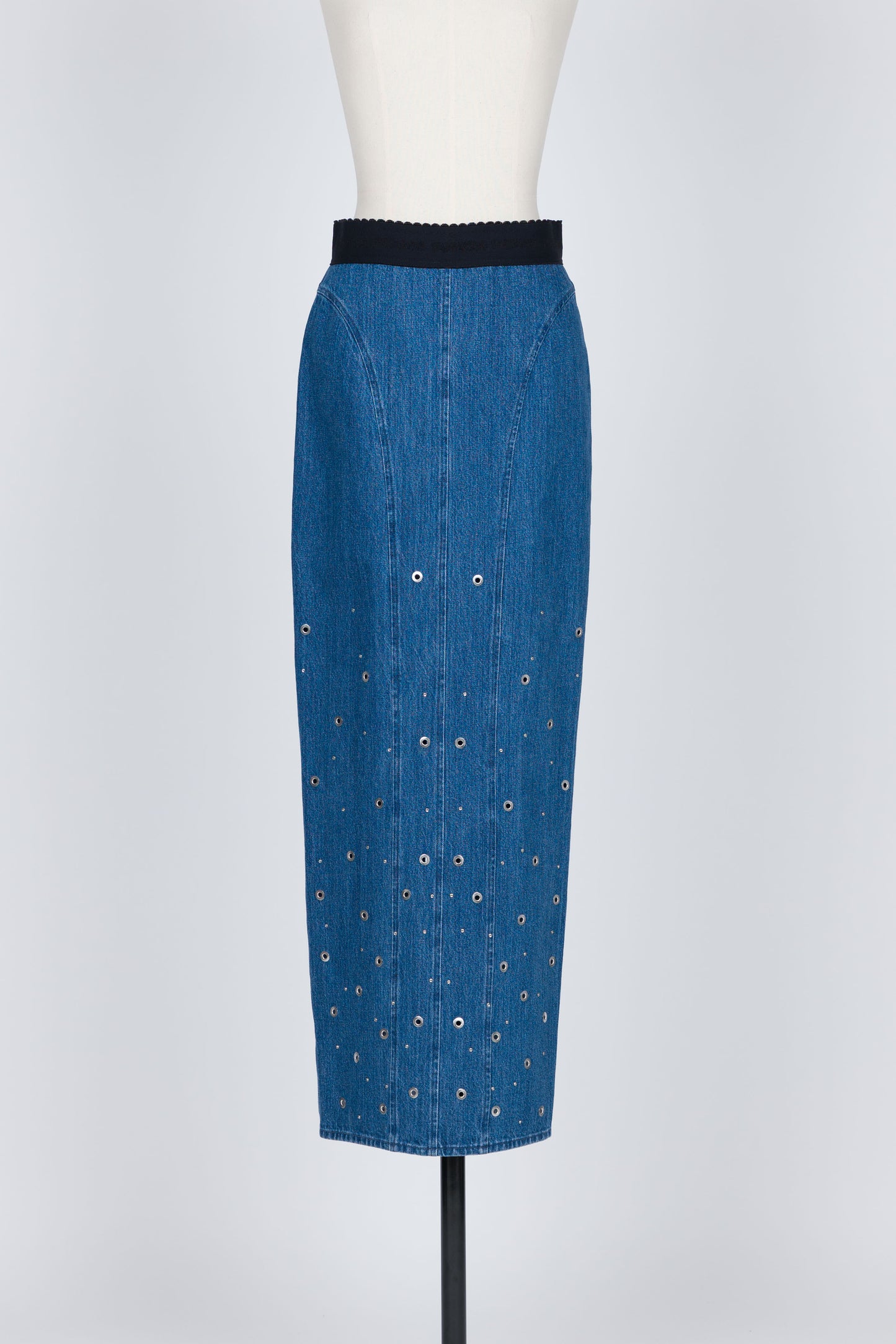 ORGANIC COTTON DENIM LONG SKIRT WITH STUDS - FETICO