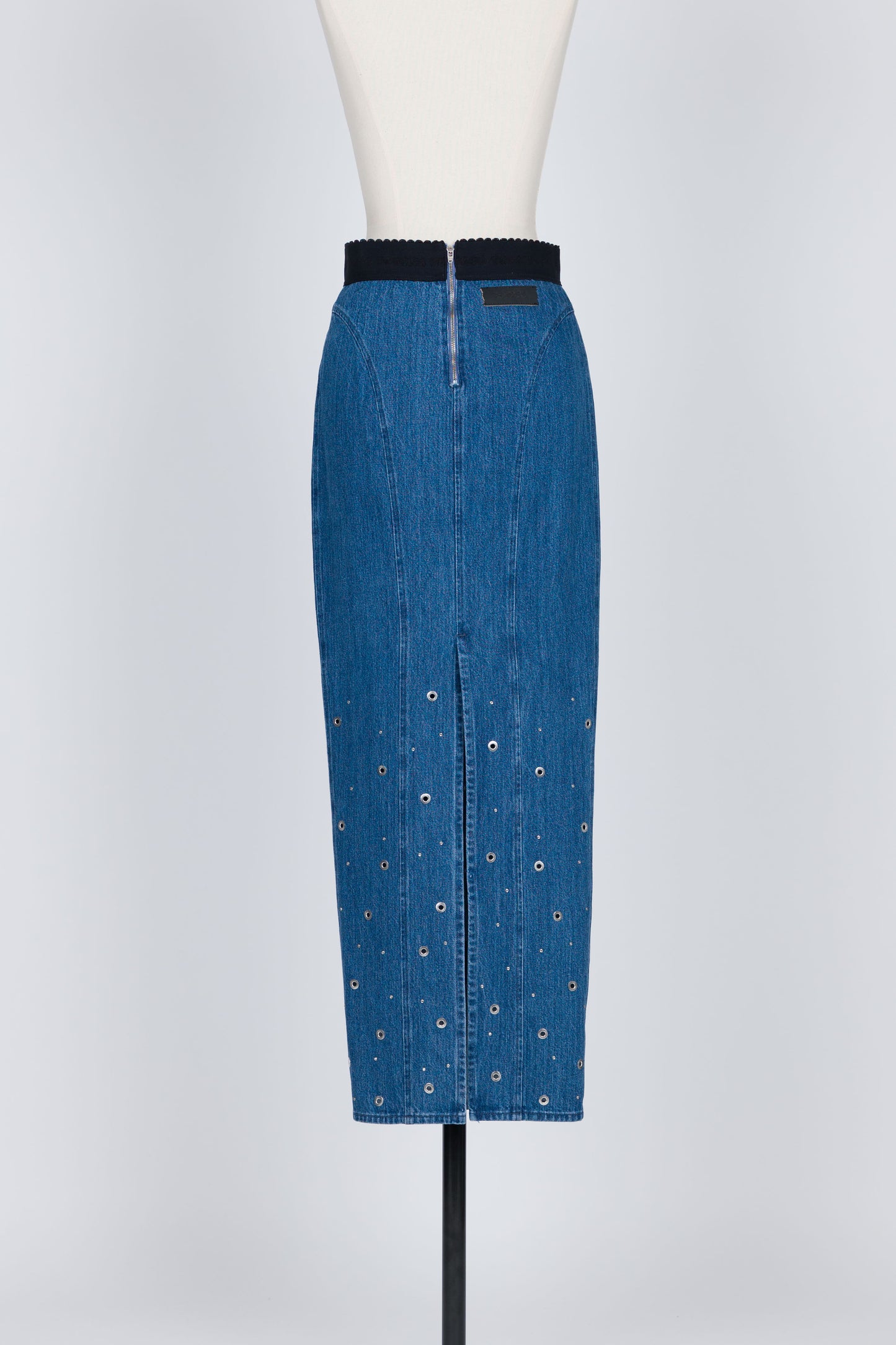 ORGANIC COTTON DENIM LONG SKIRT WITH STUDS - FETICO