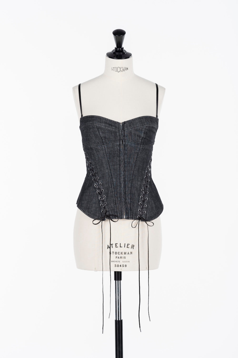 LACE UP DENIM BUSTIER - FETICO