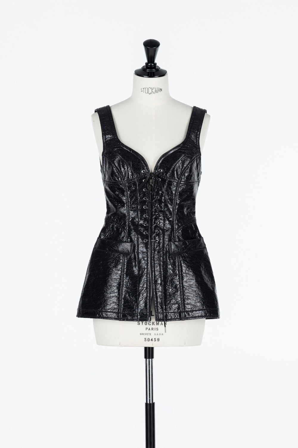 FOIL COATED LACE UP VEST - FETICO