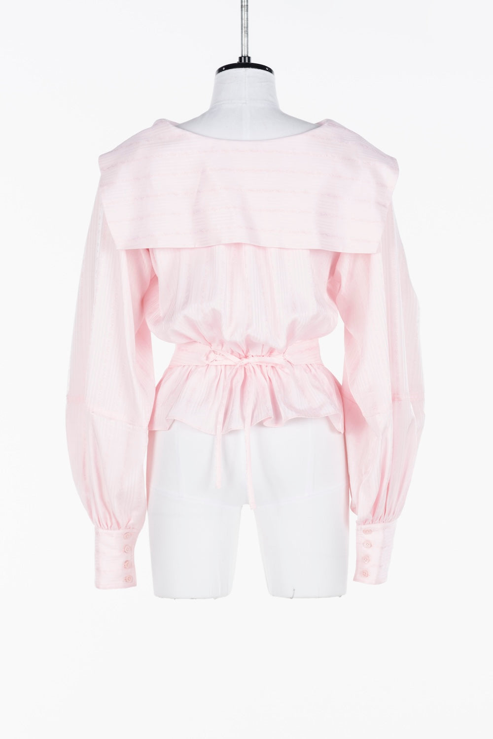 ROSE JAQUARD STRIPE SAILOR COLLAR BLOUSE - FETICO