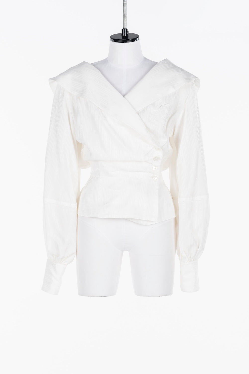 ROSE JAQUARD STRIPE SAILOR COLLAR BLOUSE - FETICO