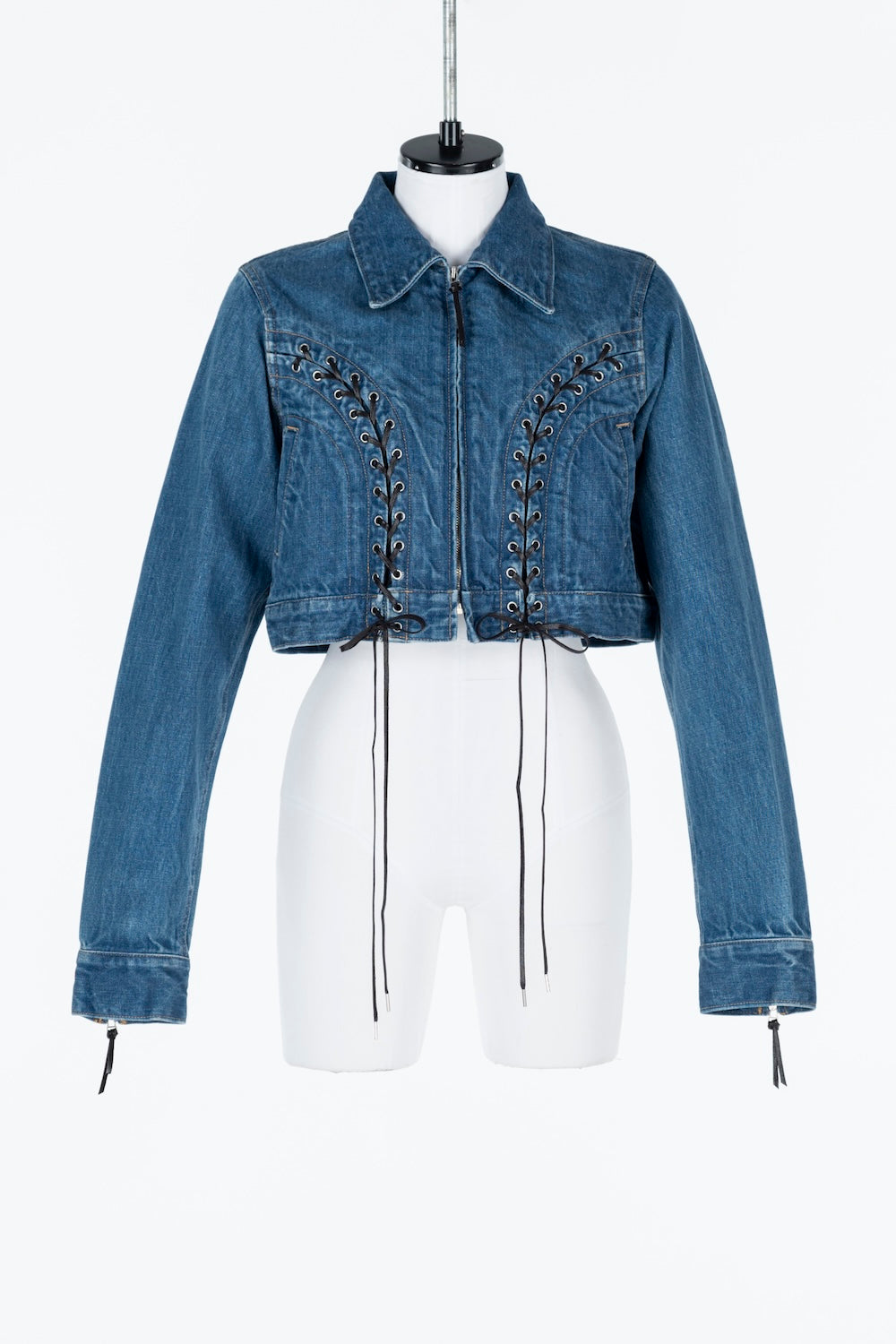 LACE UP DENIM JACKET - FETICO
