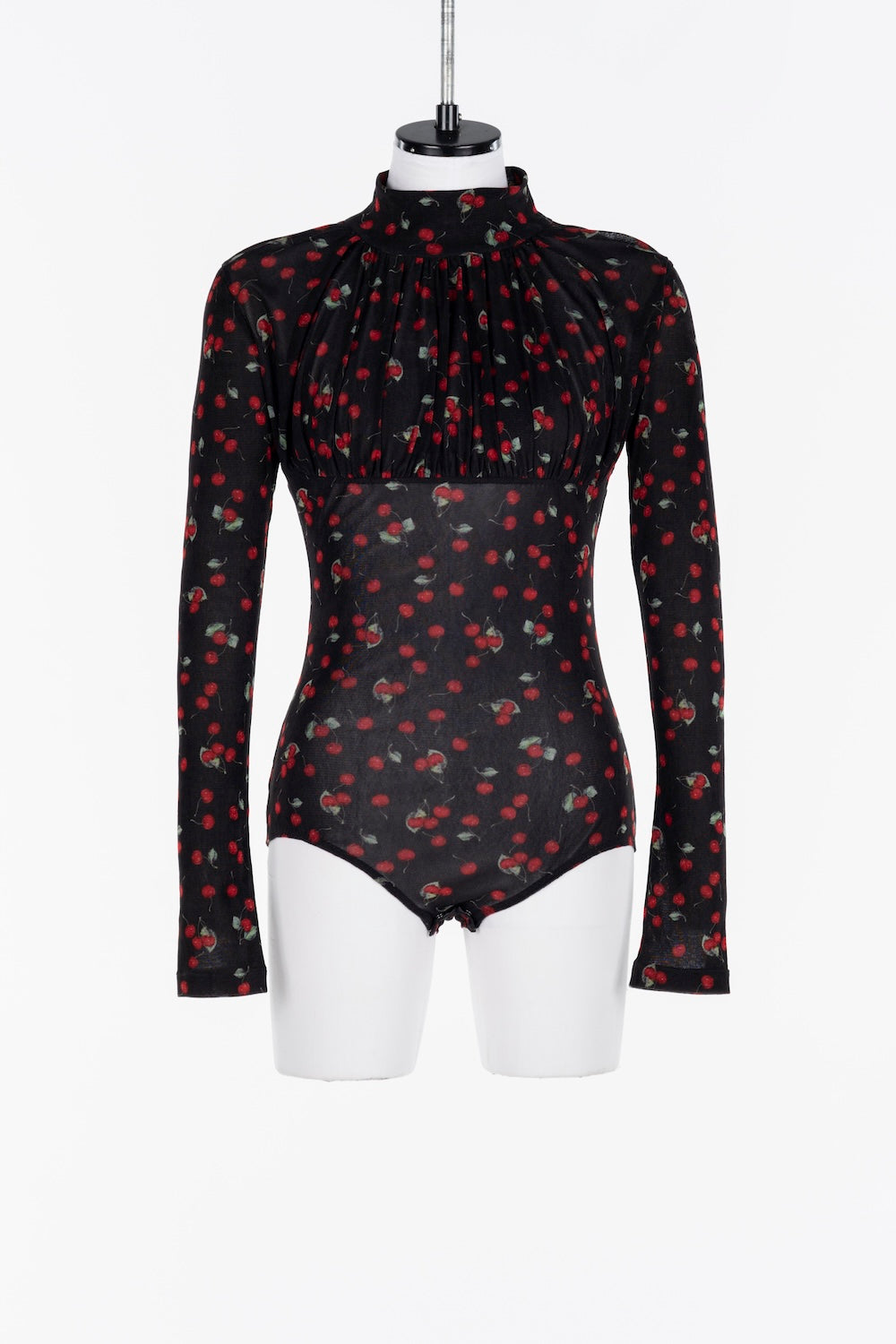 PRINTED VELVET TULLE TURTLENECK BODYSUIT - FETICO