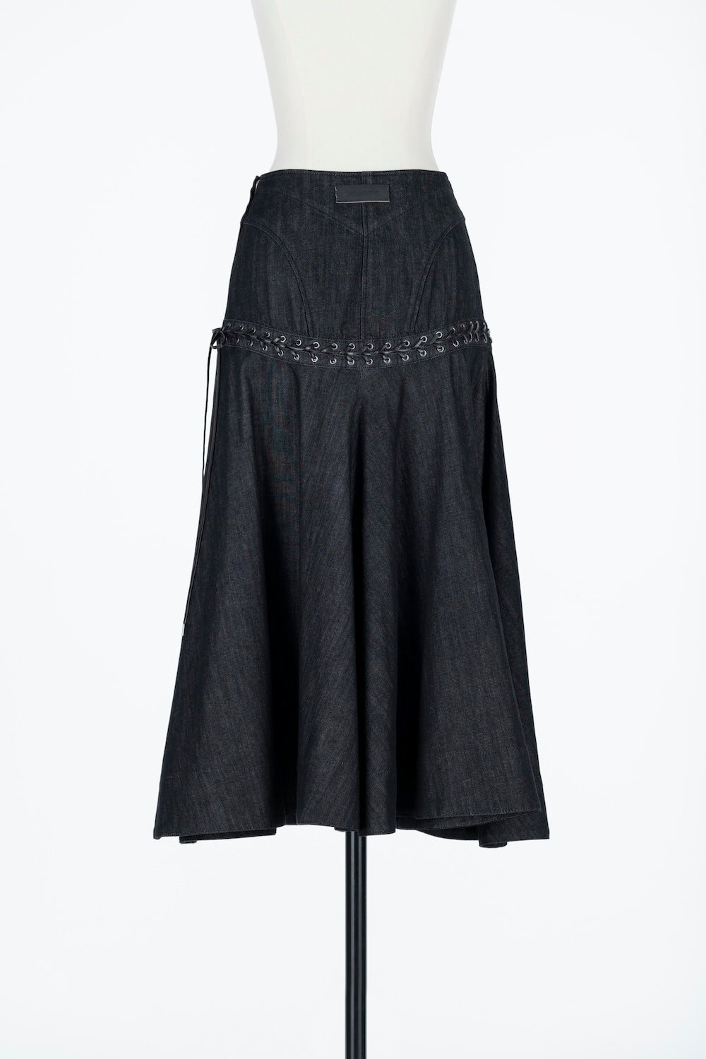 LACE UP DENIM FLARE SKIRT - FETICO