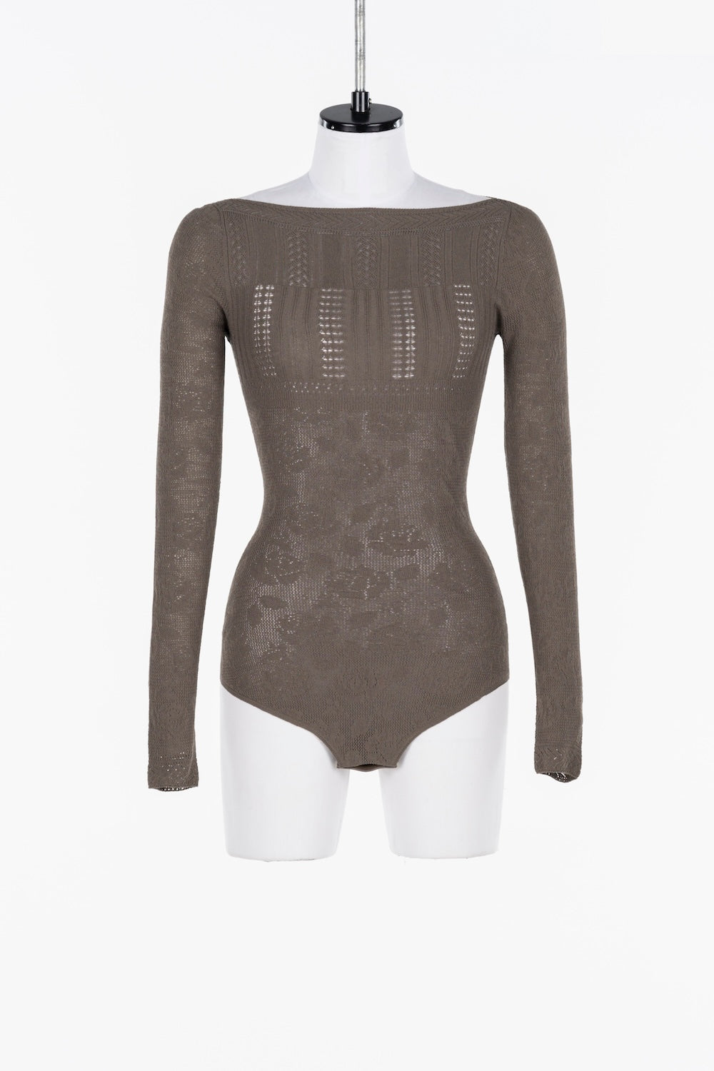 ROSE PATTERN LACE KNIT BODYSUIT - FETICO