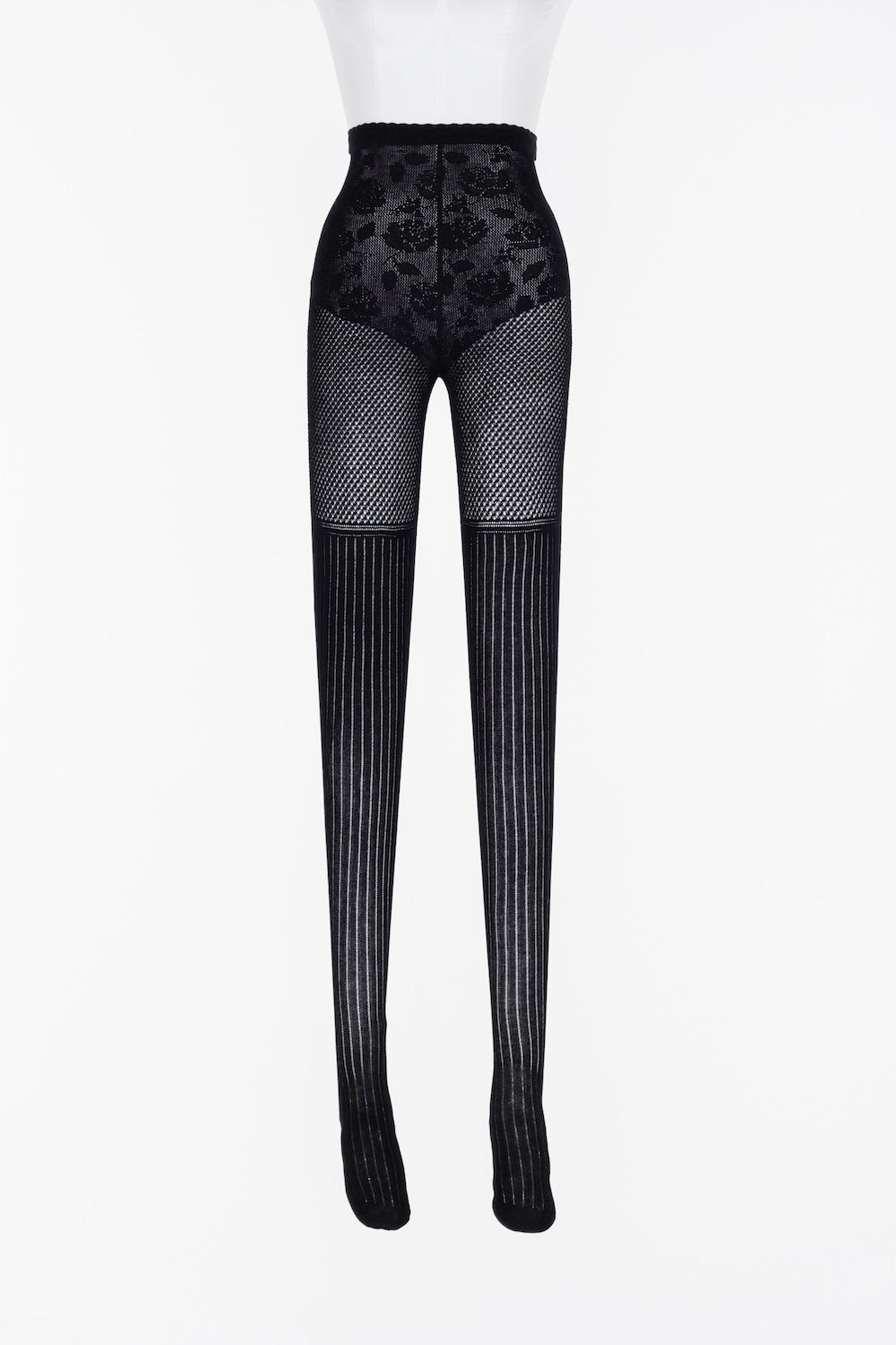 ROSE PATTERN LACE KNIT TIGHTS - FETICO