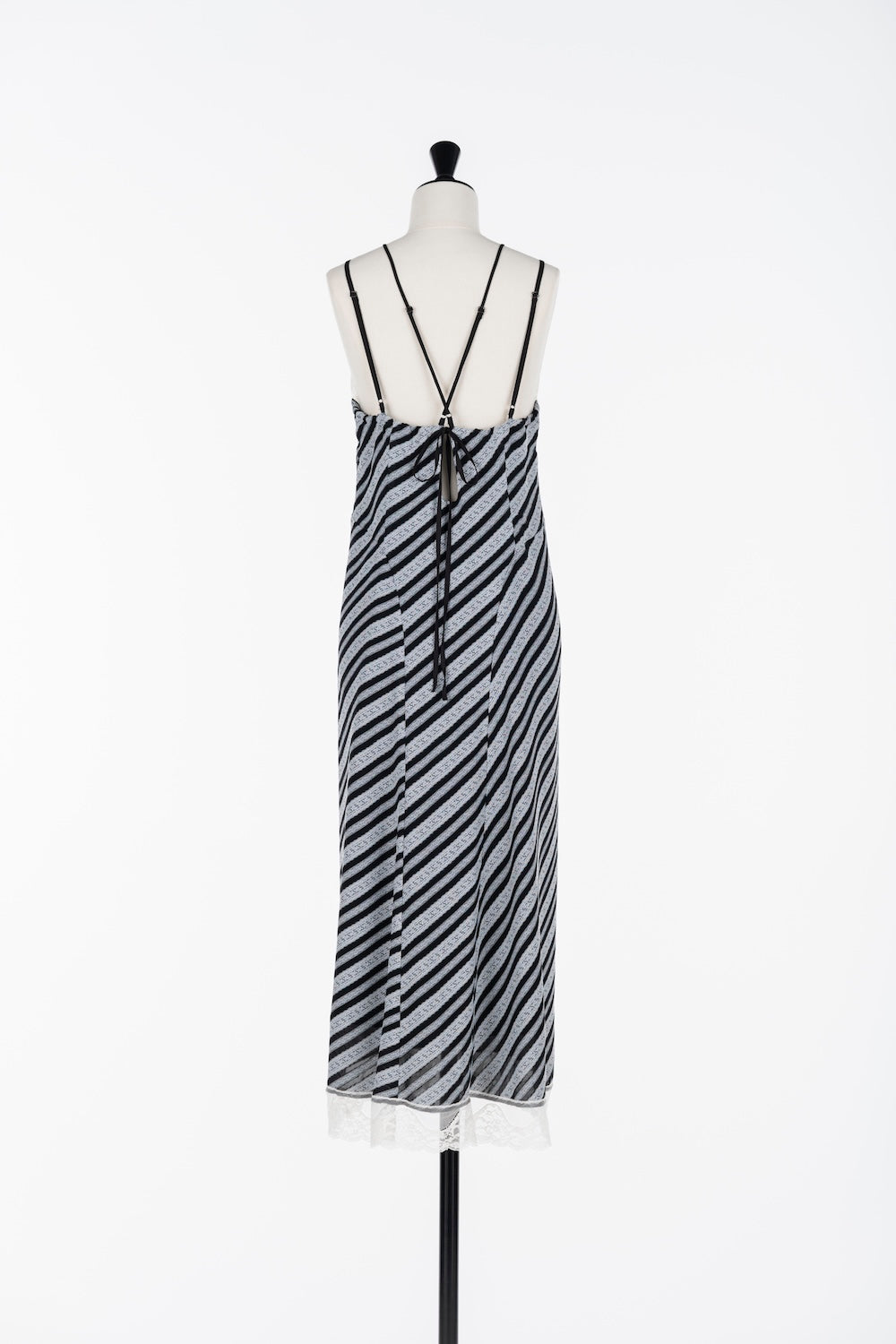 LACE JAQUARD STRIPE SLIP DRESS - FETICO
