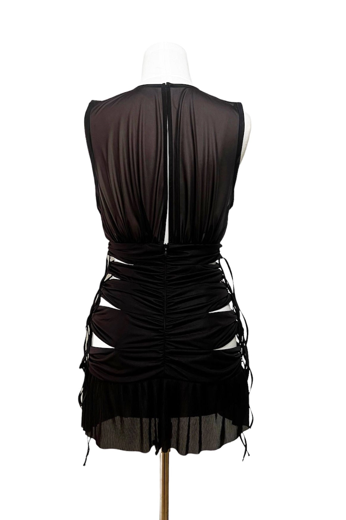 GATHERED SHEER MINI DRESS - FETICO