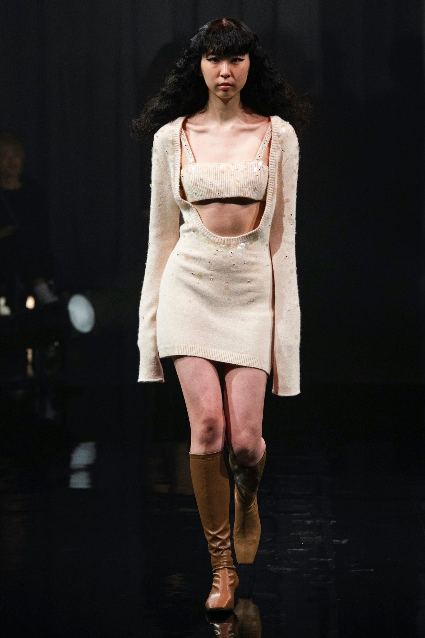 SPANGLE ANGOLA WOOL KNIT SWEATER - FETICO