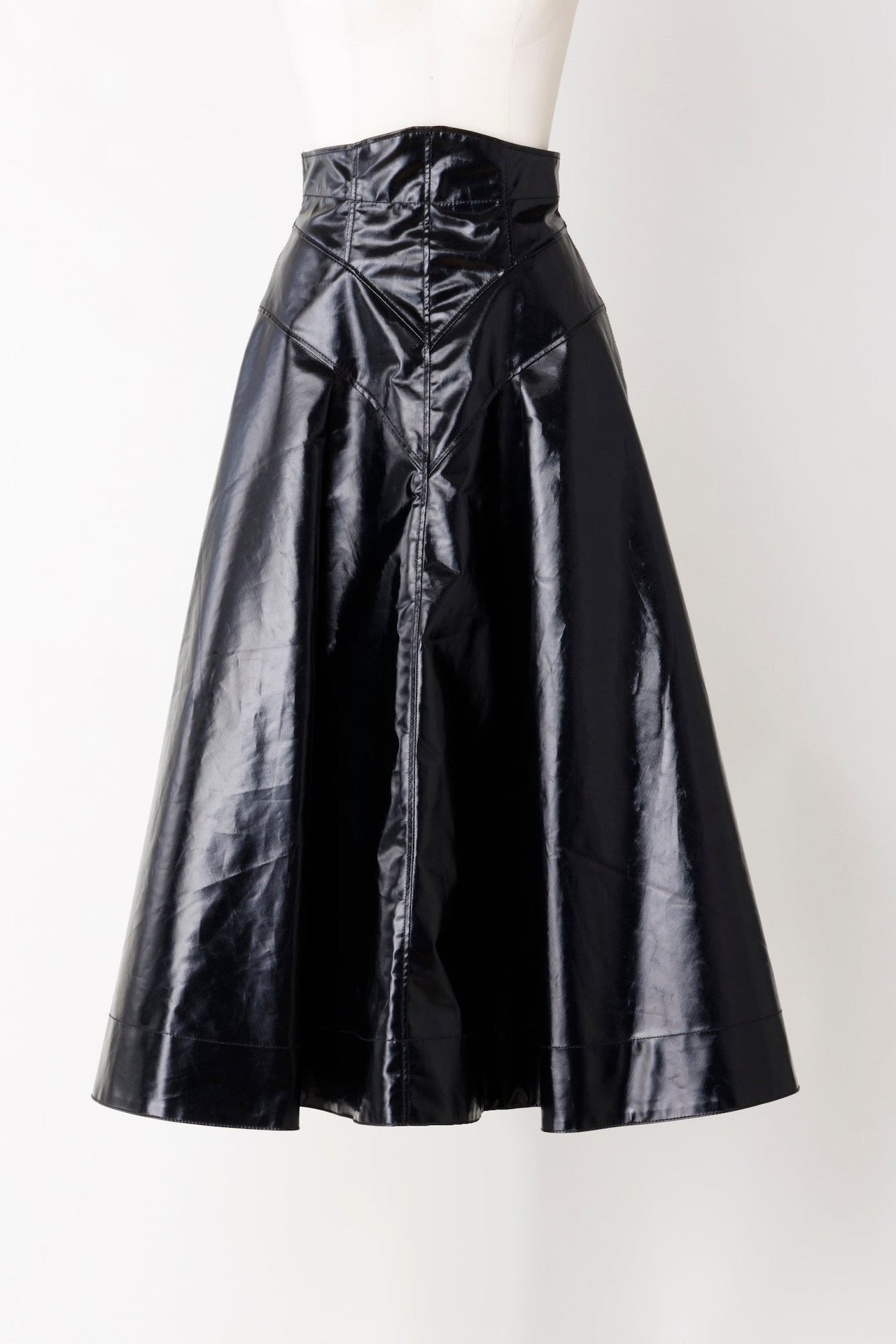FLARED FAUX-LEATHER MIDI SKIRT – FETICO Official Online Shop