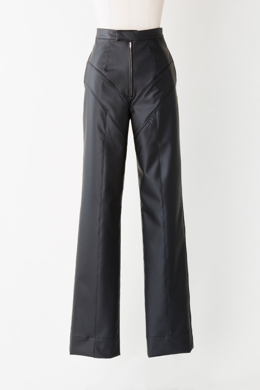 FAUX-LEATHER HIGH RISE TROUSERS