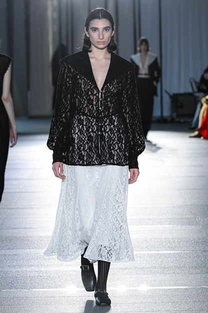 FLOCKED LACE FLARED SKIRT - FETICO