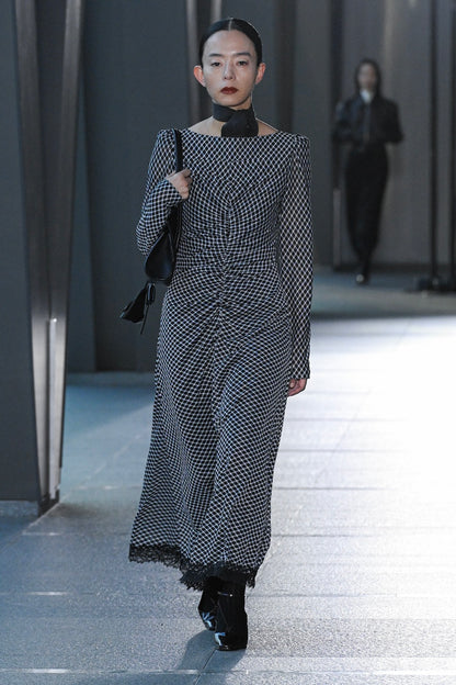 JERSEYCHECK GATHERED DRESS - FETICO