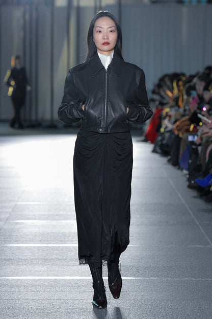 LEATHER SHORT ZIP JACKET - FETICO