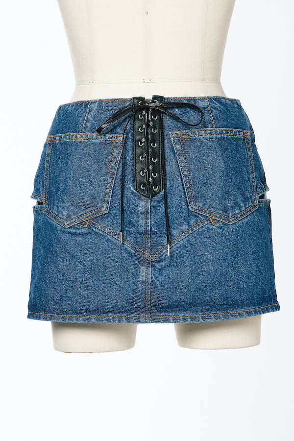 CUT-OUT DENIM MINI SKIRT - FETICO