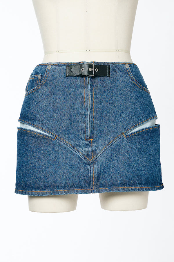 CUT-OUT DENIM MINI SKIRT - FETICO