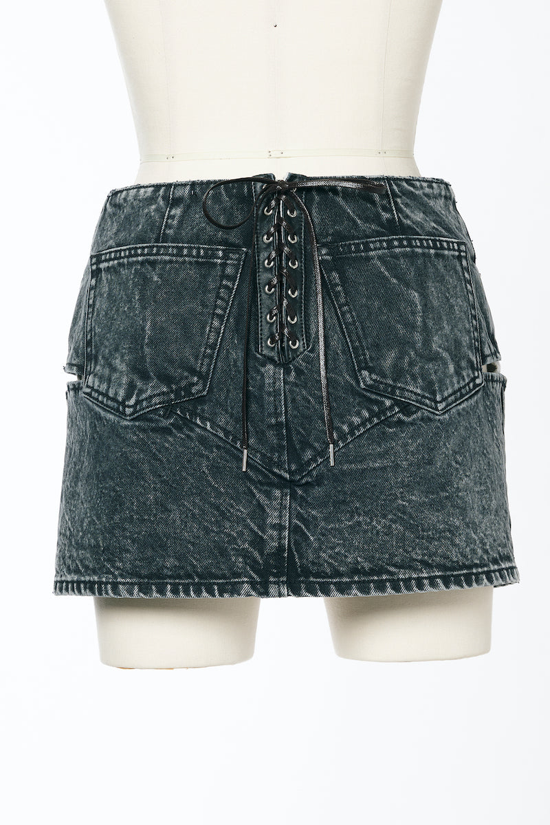 CUT-OUT DENIM MINI SKIRT - FETICO