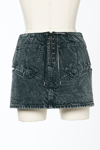 CUT-OUT DENIM MINI SKIRT - FETICO