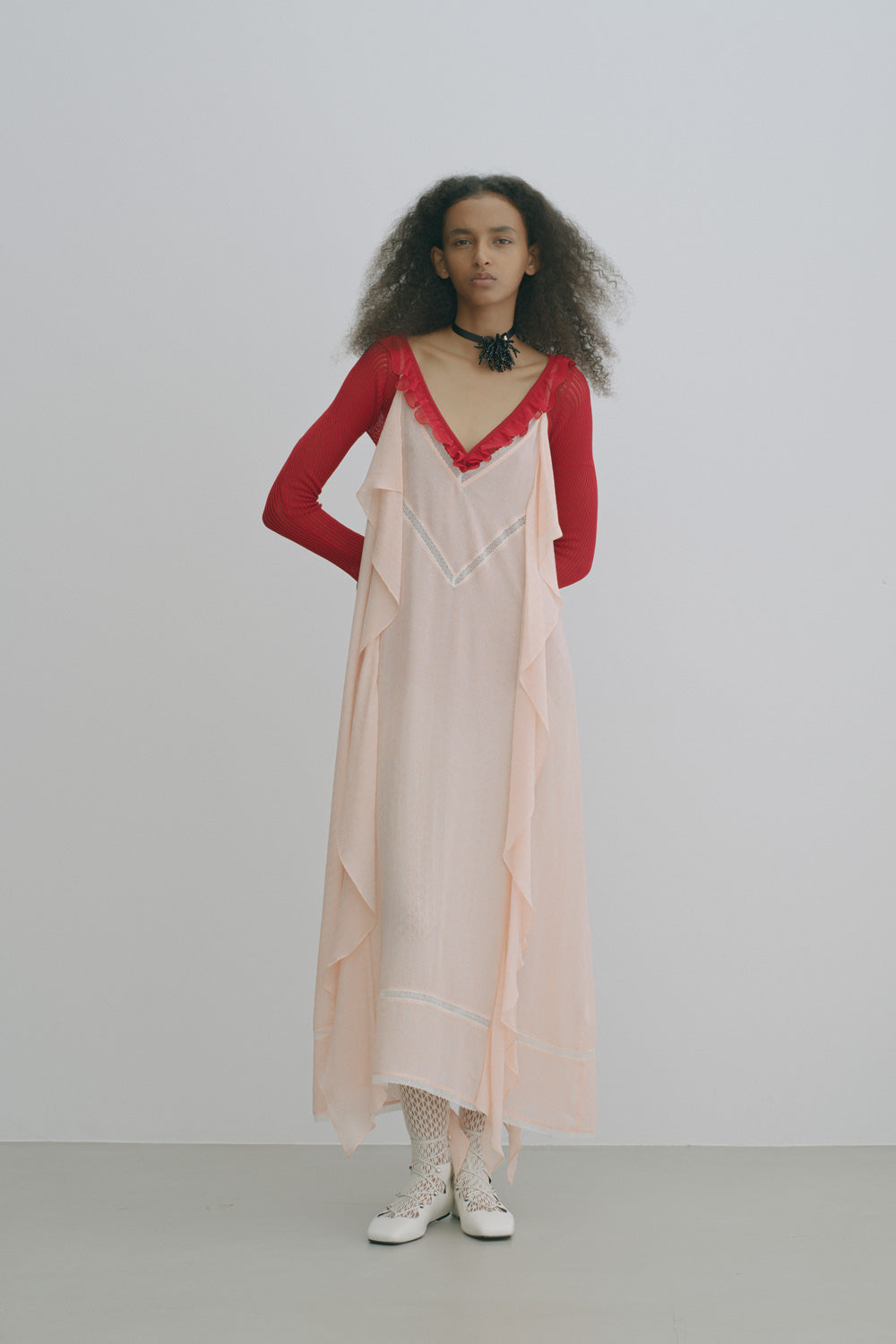 LACE JACQUARD CAMI DRESS - FETICO