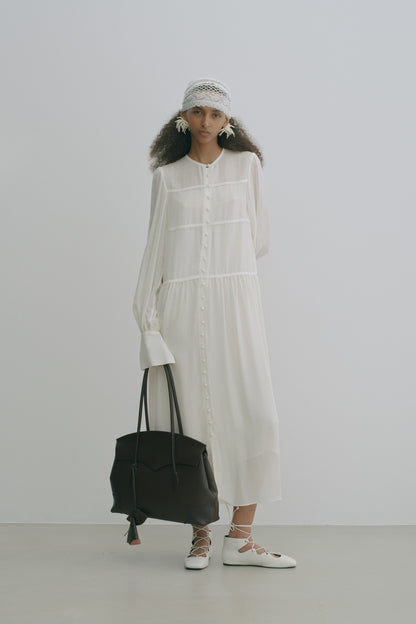 LACE JACQUARD GATHERED DRESS - FETICO