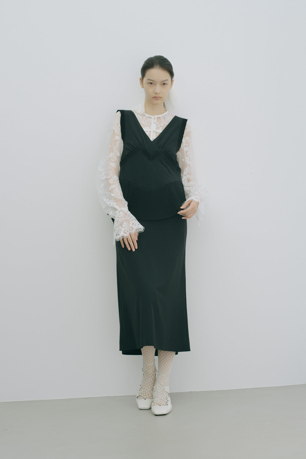 V NECK PEPLUM DRESS - FETICO