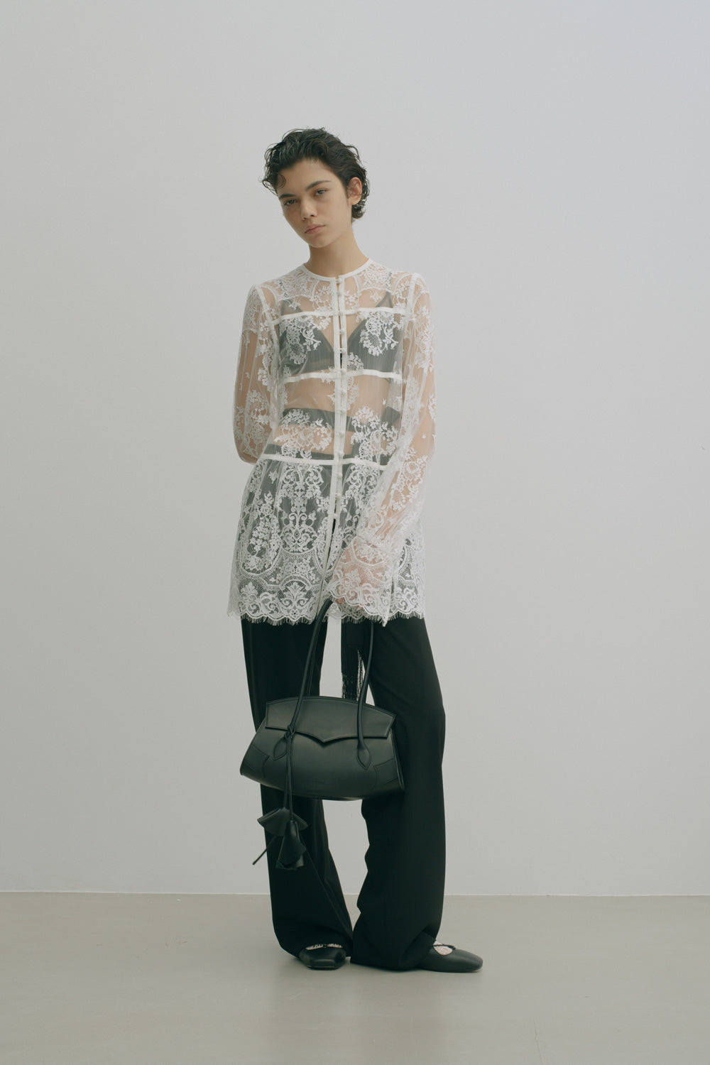 LACE GATHERED BLOUSE - FETICO
