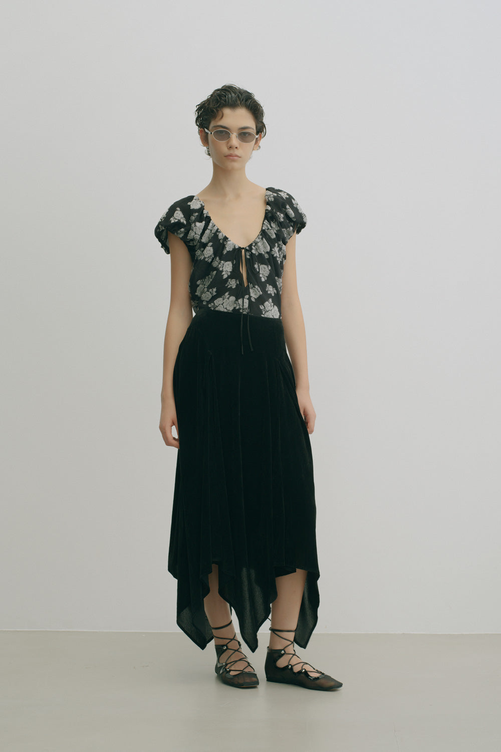 VELVET TULLE GATHERED SKIRT - FETICO