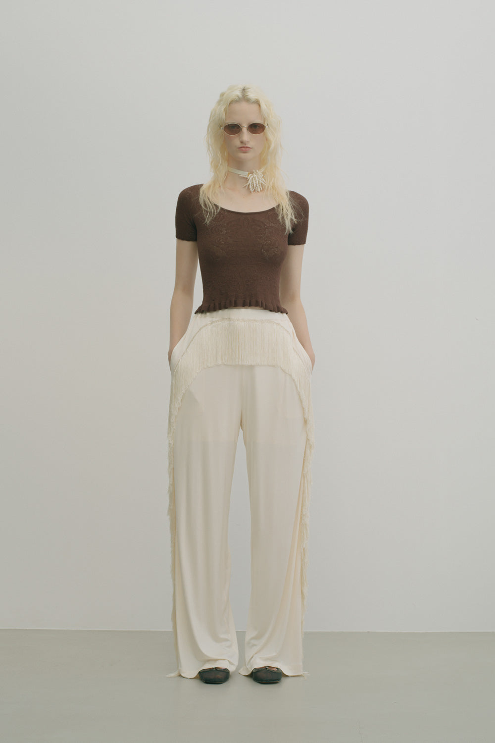 DAMASK PRINT RIB KNIT TOP - FETICO