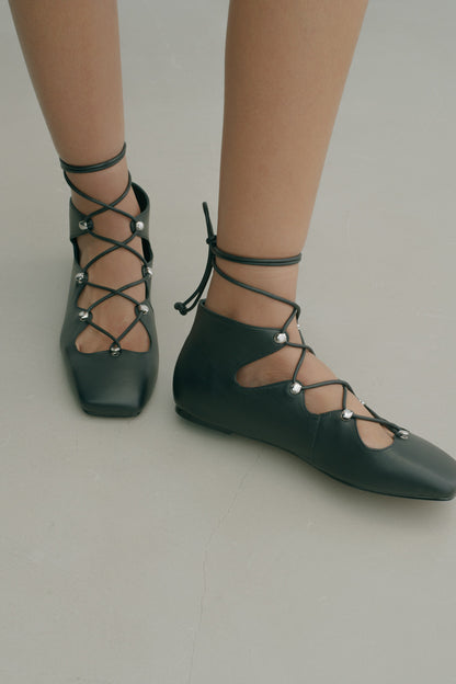 LEATHER LACE UP PUMPS - FETICO