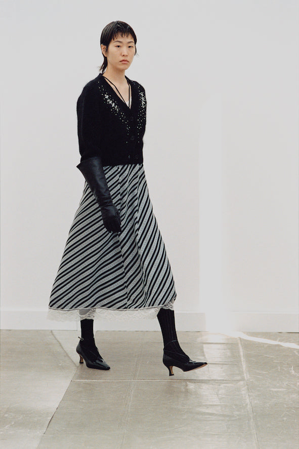 JACQUARD KNIT V NECK CARDIGAN - FETICO