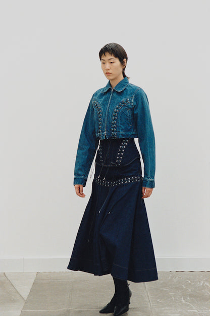 LACE UP DENIM JACKET - FETICO