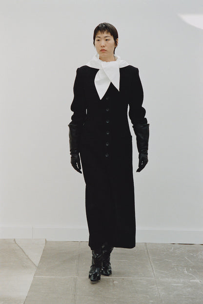 SINGLE BREASTED BOUCLE WOOL COAT - FETICO
