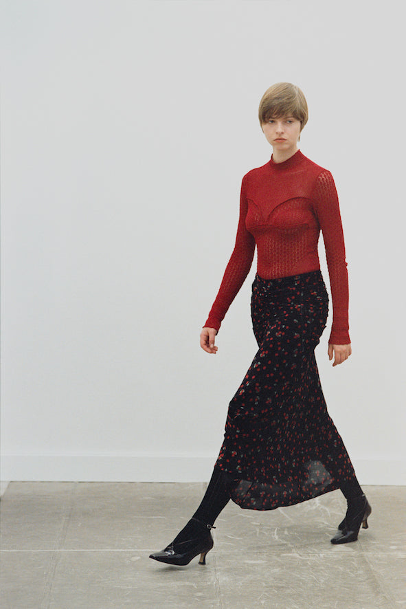 PRINTED VELVET TULLE GATHERED SKIRT - FETICO