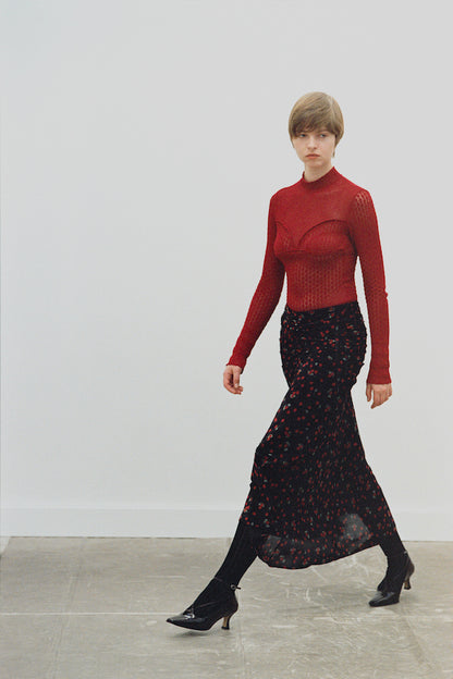 PRINTED VELVET TULLE GATHERED SKIRT - FETICO