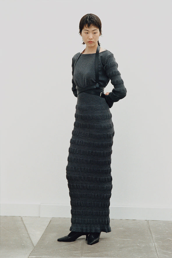 STRIPE KNIT LONG DRESS - FETICO