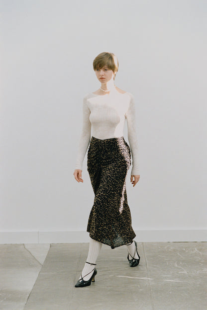 PRINTED VELVET TULLE GATHERED SKIRT - FETICO